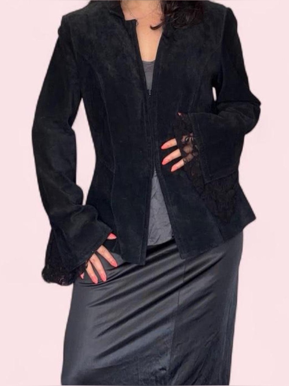 gothic suede and lace jacket